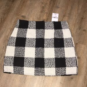 Tweed Buffalo Plaid Mini Skirt